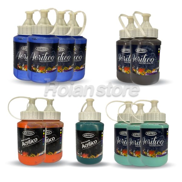 Pintura Artel Acrilico Set x12 Unidades 250ml Liquidacion