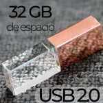 Pendrive Flash USB 2.0 x6 Unidades Oro Rosa Cristal Led - Imagen 2