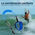 Leash Espiral Bodyboard Wingfoil 5mm Largo 5ft Tpu Azul - Imagen 3