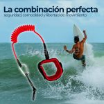 Leash Espiral Bodyboard Wingfoil 5mm Largo 5ft Tpu Rojo - Imagen 3