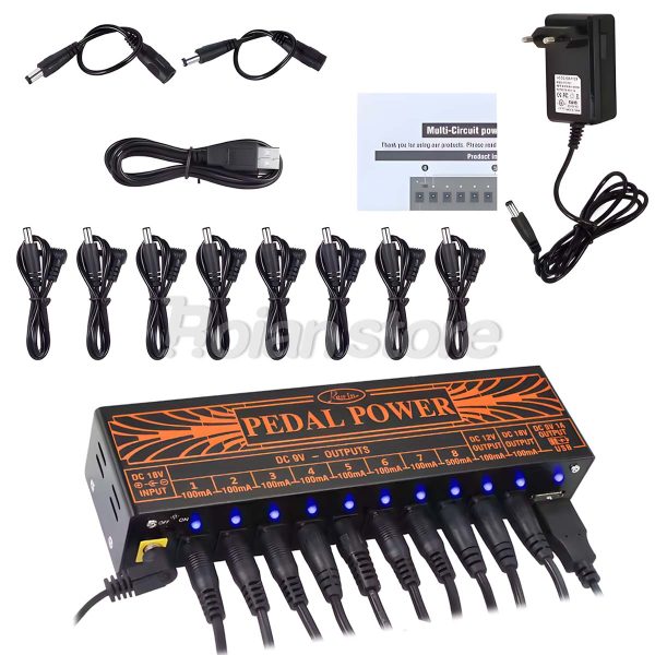 Rowin Pedal Power Fuente Poder Guitarra 8+2 Pedales 9-12-18V