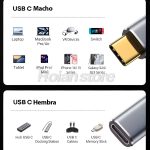 Cable Extension 1m Macho Hembra Tipo C 10gbps Usb 3.2 Pd100w - Imagen 4