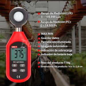 Luxometro Digital Uni-t UT383 Medidor Luz 199,900 Lux LCD - Imagen 3