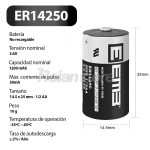 Bateria Pila Litio Li-SOCl2 EEMB ER14250 1/2 AA 1200mah 3.6v - Imagen 3