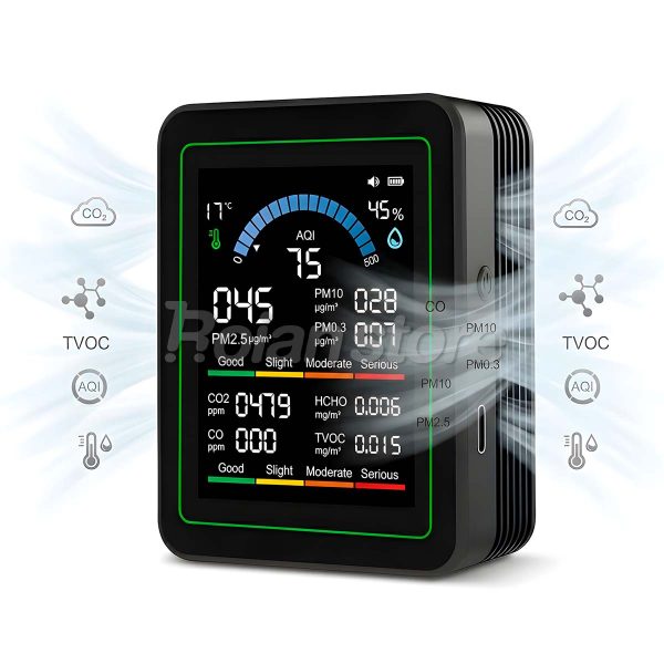 Monitor Calidad Aire 10x1 HCHO TVOC PM2.5 PM10 CO CO2 Temp