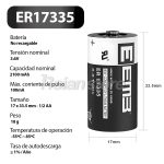 Bateria Pila Litio Li-SOCl2 EEMB ER17335 2100mah 3.6v - Imagen 4