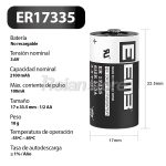 Bateria Pila Litio Li-SOCl2 EEMB ER17335 1/2 AA 2100mah 3.6v - Imagen 3